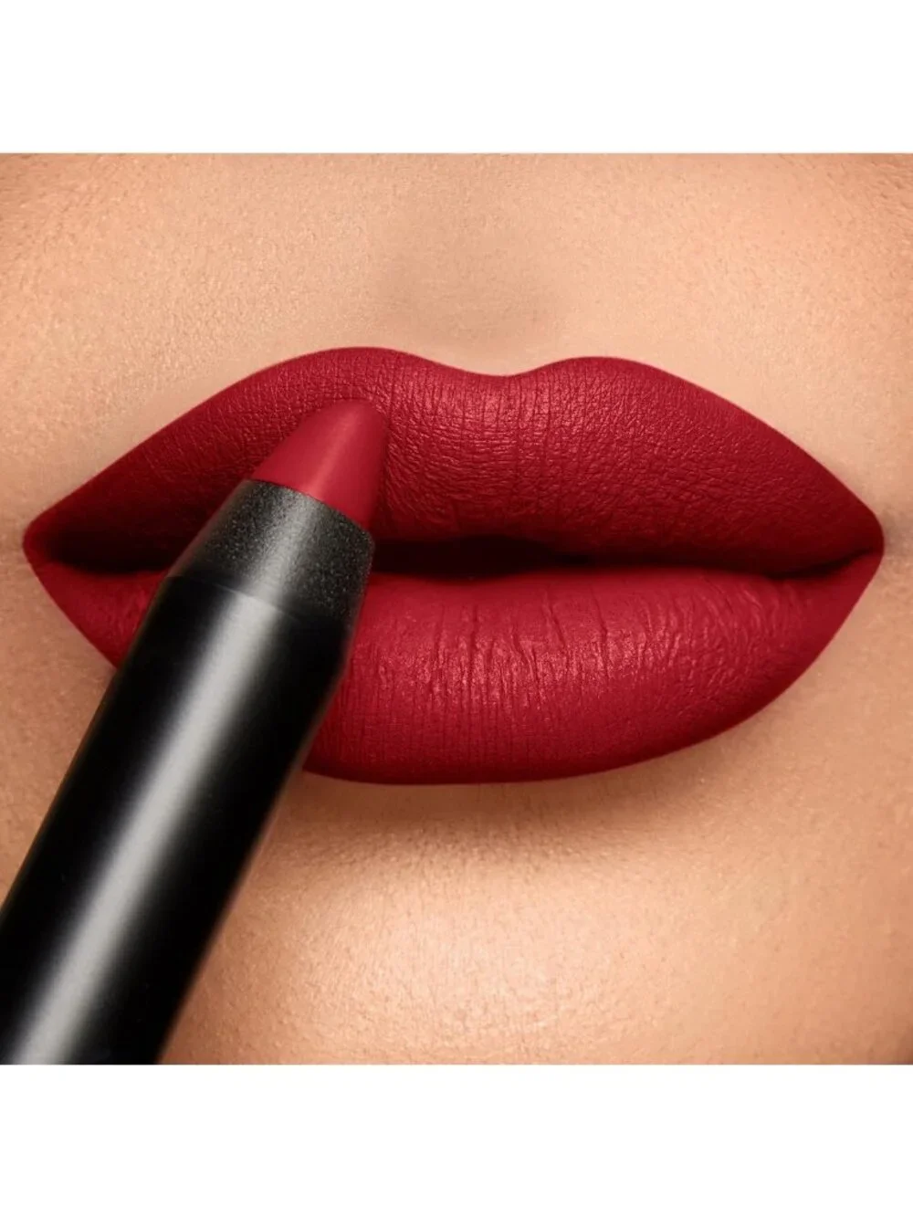 Matte Dark Red Lipstick Crayon - Long-lasting, Creamy Formula for Bold Lips